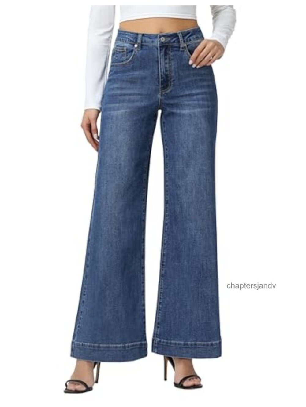 Wide Leg Jeans High Waisted Stretch Denim Pants